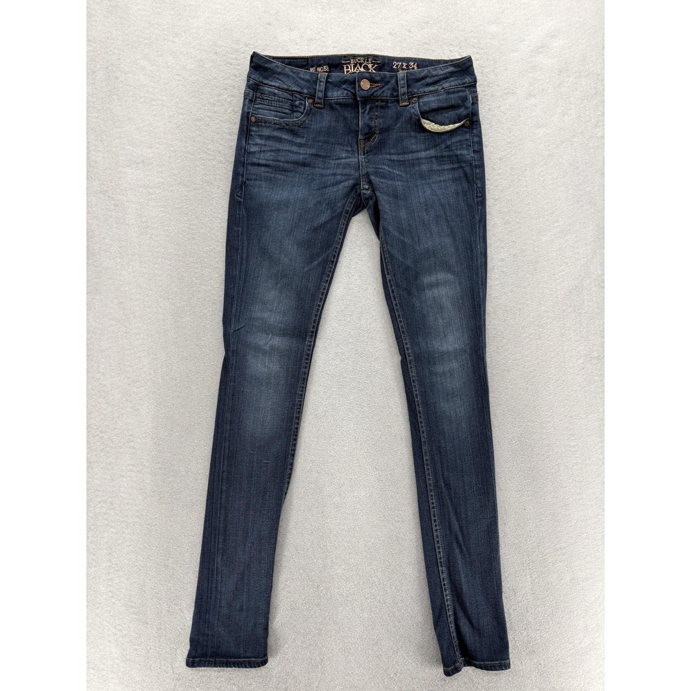 Buckle Black Skinny Jeans Womens 27x33.5 Blue Low Rise Stretch Denim Fit No. 53